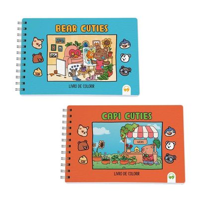 Kit 2 Livro De Colorir Cuties 128 Páginas Bear E Capi