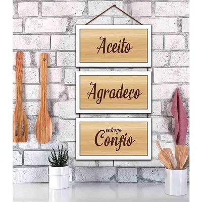 Kit Quadros E Corda 3Pçs 17X32 Moldura Branca