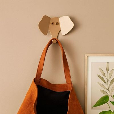 Kit 3 Ganchos Penduradores Cachorro Gato Elefante 8cm Dourados Luft Masutti Casacos Multiuso
