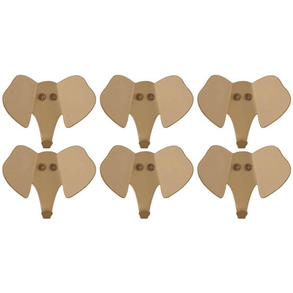 Kit 6 Gancho Elefante 8cm Dourado Aço Carbono Luft Masutti de Parede Roupas