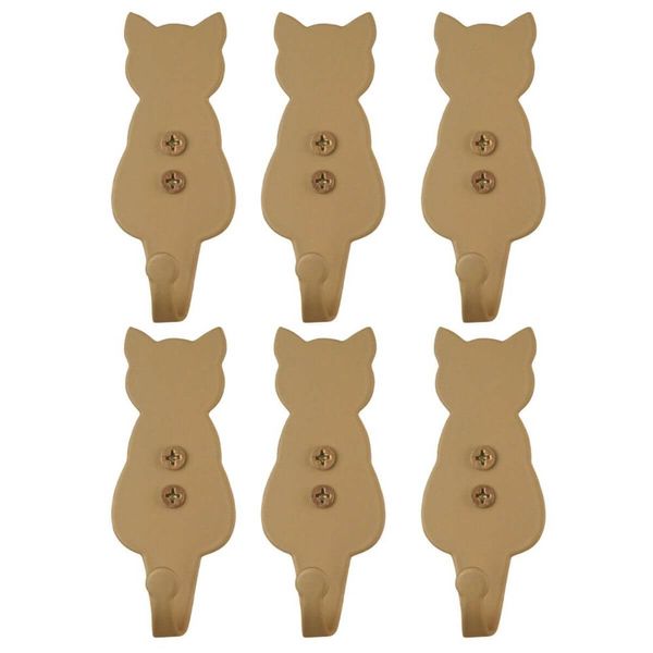 Kit 6 Penduradores Ganchos Decorativos de Parede Gato Dourado Luft Masutti