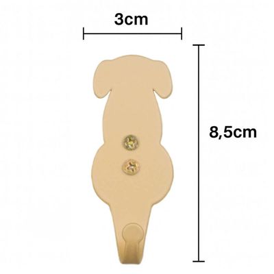 Kit 6 Penduradores Aço Gancho de Parede 8cm Cachorro Dourado Luft Masutti