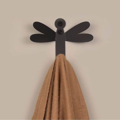 Kit 3 Ganchos Penduradores Pretos Aço de Parede 8cm Luft Masutti Abelha Libélula Borboleta