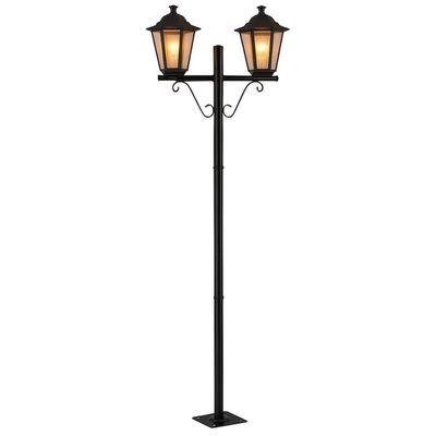Kit 6 Postes Duplos para Jardim Praça Colonial Preto 1,61m Dital Grega Lente Fosca