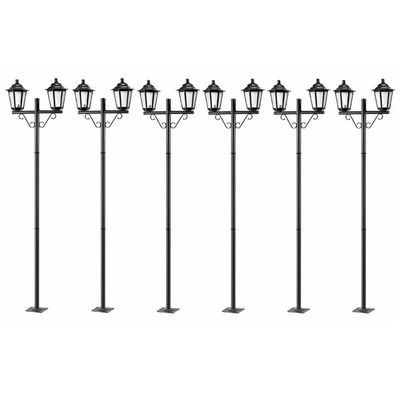 Kit 6 Postes Duplos para Jardim Praça Colonial Preto 1,61m Dital Grega Lente Fosca