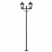 Kit 12 Postes Luminárias para Jardim Preto Clássico Colonial 1,61m Alumínio Lente Fosca Grega Dital