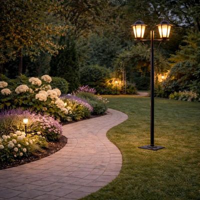 Kit 12 Postes Luminárias para Jardim Preto Clássico Colonial 1,61m Alumínio Lente Fosca Grega Dital