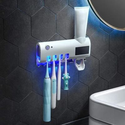 Suporte Dispenser De Pasta De Dente Com Esterelizador UV