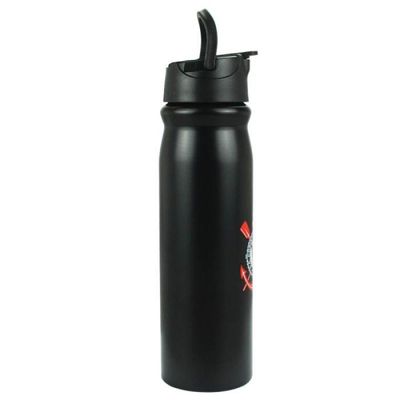 Garrafa Alumínio Com Canudo Corinthians 650ml Oficial