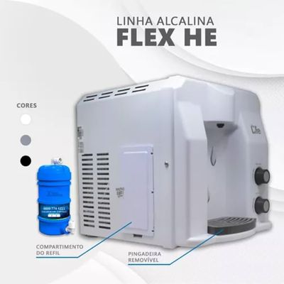 Filtro Super Água Alcalina Ph 9,5 Ionizada Gelada Flex He Top Life Cor Branco 110v