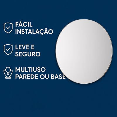 Espelho Base de Acrílico 30CM Redondo Multiuso Decorativo Com Adesivo Dupla Face