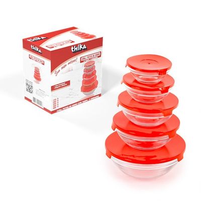 Conjunto 5 Potes de Vidro Com Tampa - Sortido