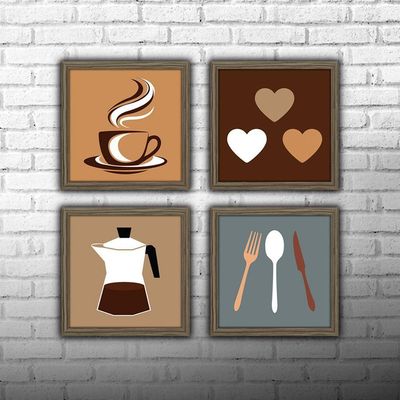 Quadro Decorativo Cozinha Moldura Madeira