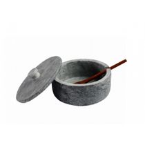 Açucareiro Farinheira Gourmet Pedra Sabão com Colher G 12cm