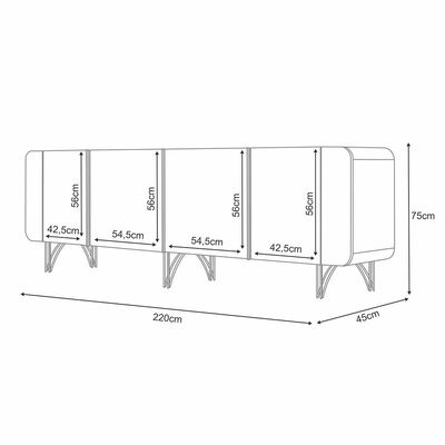 Aparador Buffet Bar Para Sala 04 Portas 220 cm Santiago Cinamomo