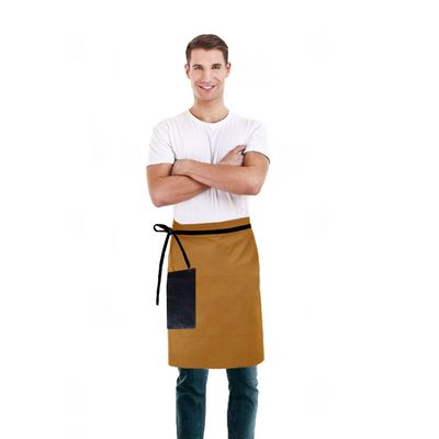 Avental Cintura Caramelo Couro Preto Bar Barbearia Cafe