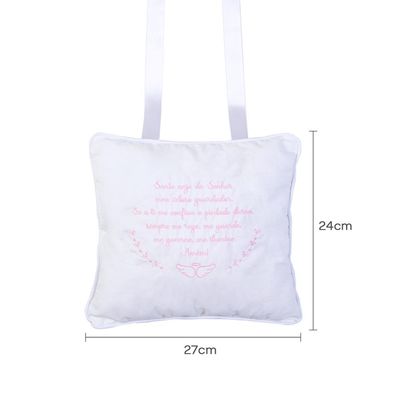 Almofada De Oração Bebês Bordada Rosa Papi 22Cm X 26Cm