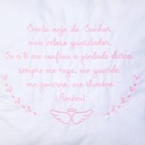 Almofada De Oração Bebês Bordada Rosa Papi 22Cm X 26Cm