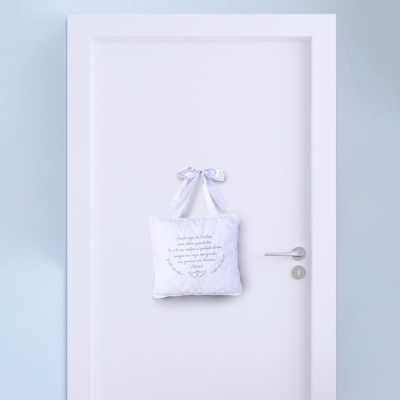 Almofada De Oração Bebês Bordada Azul Papi 22Cm X 26Cm