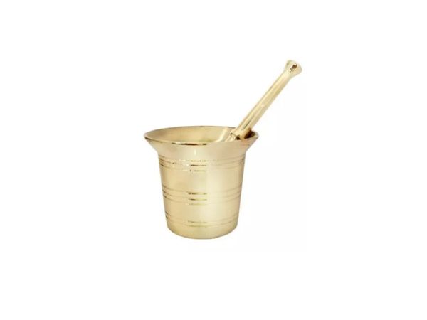 Almofariz Em Bronze socador de alho 9 cm