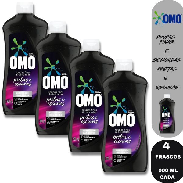 4 Sabão Líquido OMO Roupas Finas e Delicadas 900ml