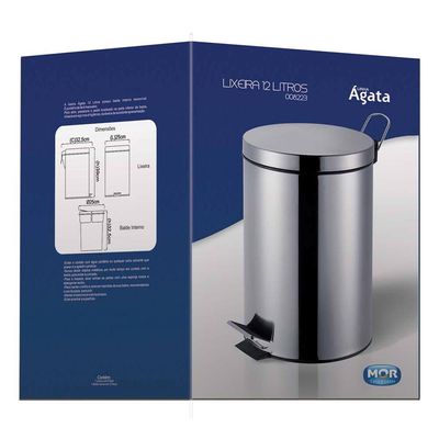 Lixeira M Mor Agata 8223 em Aço 12 LT