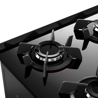 Fogão 4 Bocas Dako Supreme Timer Glass com Mesa de Vidro e Painel Touch Titanium  Bivolt