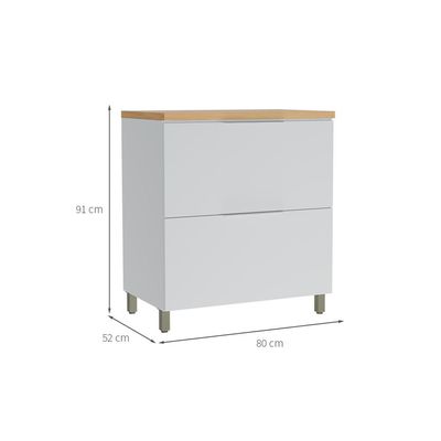 Balcão de Cozinha com Tampo Marquesa 100% MDF 1 Porta 1 Gaveta Branco e Nature