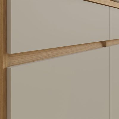 Cozinha Compacta Realeza 100% MDF 5 Portas 2 Gavetas Carvalho e Greice