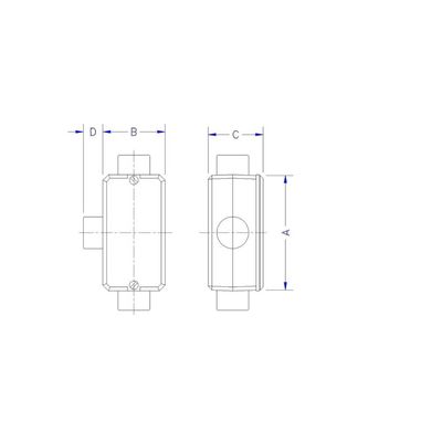 Condulete fixo 3/4" tipo "T" - sem tampa / rosca BSP / com pintura eletrostática a pó