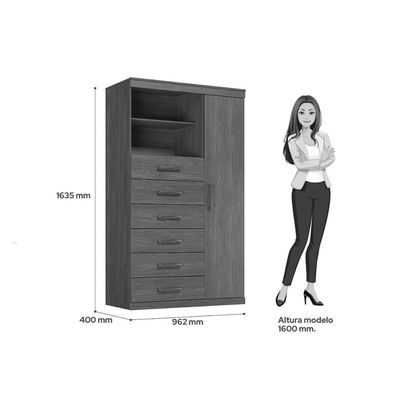 Guarda Roupa +Cômoda QC310 Jatoba/Areia - Santos Andirá