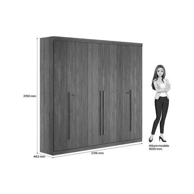 Guarda Roupa 2 Peças (1GuardaRoupa+1Cômoda) QC376 Jatobá - Santos Andirá
