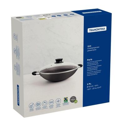 Panela Wok Paris Chumbo 32 Cm 4,4 L Em Alumínio