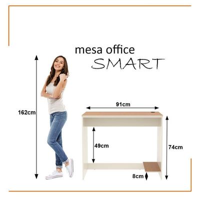 Estação De Trabalho 4 Lugares Office Tech 4 Mesas 2 Armários - Off White E Cedro Off White E Cedro