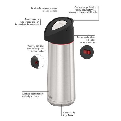 Garrafa Térmica Tramontina Exata Inox Com Ampola 1,4 L