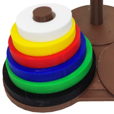 Jogo Torre De Hanói 6 Discos Níveis Brinquedo Educativo