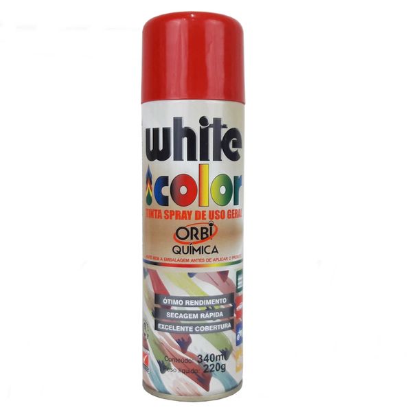 Tinta Spray de Uso Geral White Color Vermelho Orbi Química 340ml / 220g