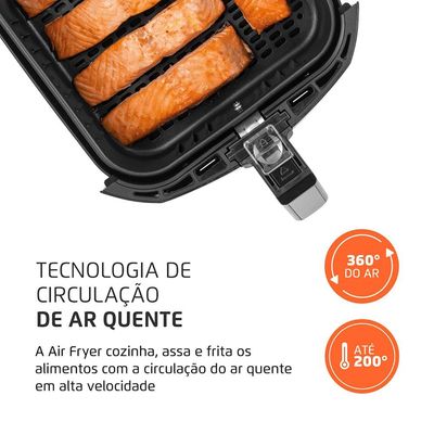 Fritadeira Elétrica Sem Óleo Mondial AFN-50 Grand Family Inox 5L - Preta Inox,Preto / 220