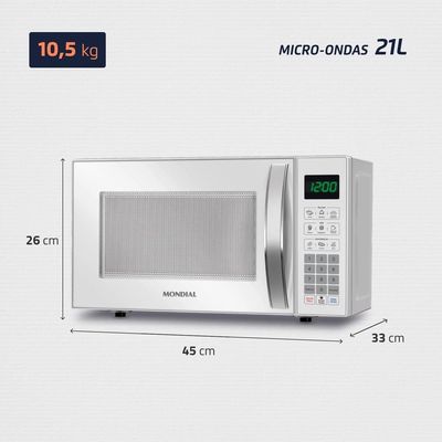 Micro-ondas Mondial MO-01-21-W com Função Tira Odor e Manter Aquecido Branco - 21L Branco / 110