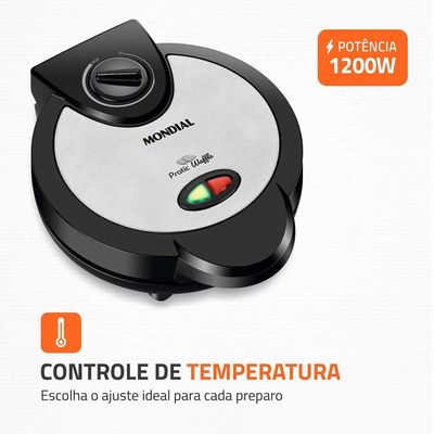 Máquina de Waffle Mondial Waffle Maker GW 01 - Preta Preto
