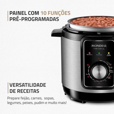 Panela Elétrica de Pressão Mondial PE-47 Pratic Cook 3L - Inox Preto,Inox / 220