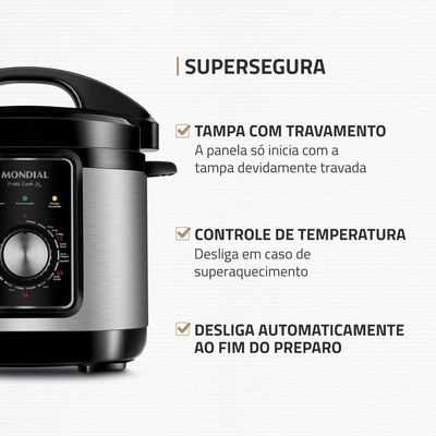 Panela Elétrica de Pressão Mondial PE-47 Pratic Cook 3L - Inox Preto,Inox / 220