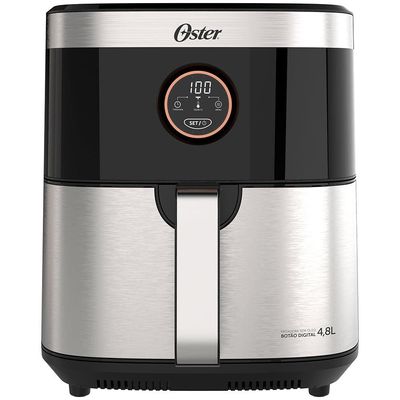 Fritadeira Elétrica Sem Óleo Air Fryer 2 em 1 Oster OFRT660 4,8L com Função Desidratar  Black Inox Preto,Inox / 110