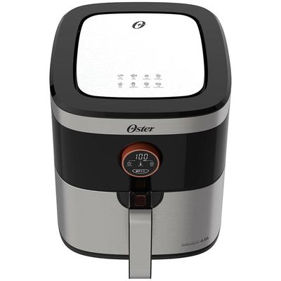 Fritadeira Elétrica Sem Óleo Air Fryer 2 em 1 Oster OFRT660 4,8L com Função Desidratar  Black Inox Preto,Inox / 110