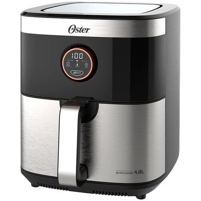 Fritadeira Elétrica Sem Óleo Air Fryer 2 em 1 Oster OFRT660 4,8L com Função Desidratar  Black Inox Preto,Inox / 110
