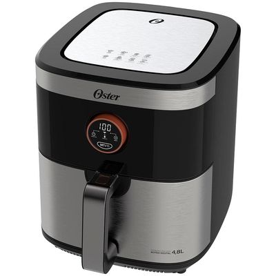 Fritadeira Elétrica Sem Óleo Air Fryer 2 em 1 Oster OFRT660 4,8L com Função Desidratar  Black Inox Preto,Inox / 110