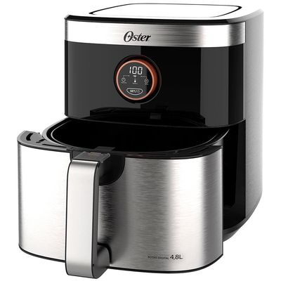 Fritadeira Elétrica Sem Óleo Air Fryer 2 em 1 Oster OFRT660 4,8L com Função Desidratar  Black Inox Preto,Inox / 110