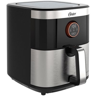 Fritadeira Elétrica Sem Óleo Air Fryer 2 em 1 Oster OFRT660 4,8L com Função Desidratar  Black Inox Preto,Inox / 110