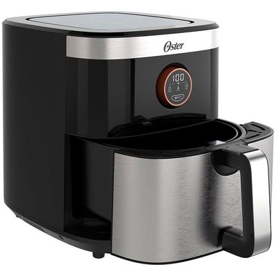 Fritadeira Elétrica Sem Óleo Air Fryer 2 em 1 Oster OFRT660 4,8L com Função Desidratar  Black Inox Preto,Inox / 110