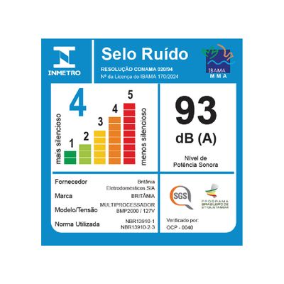 Multiprocessador Britânia Multifunções 5 em 1 1300W BMP2000 220V